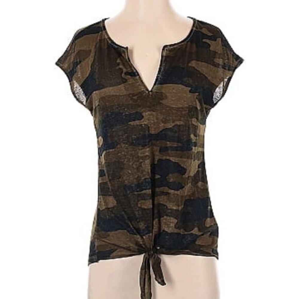 LUCKY BRAND Camo Camouflage Short Cap Sleeve Top S